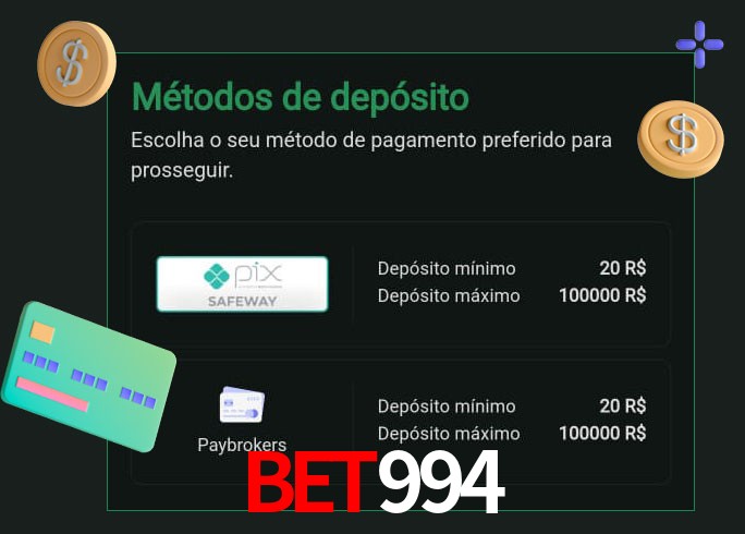 O cassino bet994 oferece uma grande variedade de métodos de pagamento